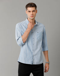 Blue White Stripes Slim Fit Shirt
