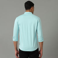 Porcelian Blue Slim Fit Knit Shirt