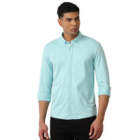 Porcelian Blue Slim Fit Knit Shirt