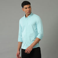 Porcelian Blue Slim Fit Knit Shirt