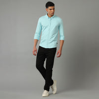 Porcelian Blue Slim Fit Knit Shirt