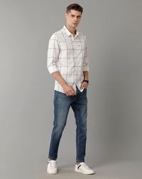 White Black Checks Slim Fit Shirt