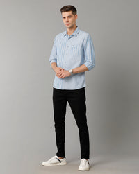 Blue White Stripes Slim Fit Shirt