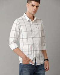 White Black Checks Slim Fit Shirt