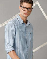 Blue White Stripes Slim Fit Shirt