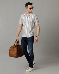 White Beige Regular Fit Shirt