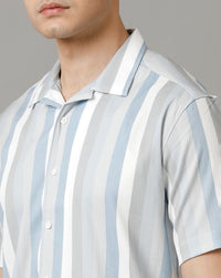White Blue Regular Fit Shirt