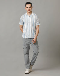 White Blue Regular Fit Shirt