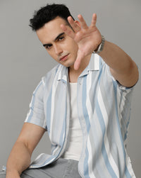 White Blue Regular Fit Shirt