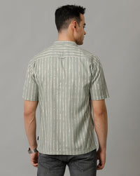 White/Light Olive Boxy Fit Shirt