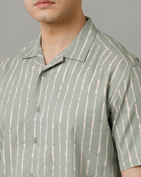 White/Light Olive Boxy Fit Shirt