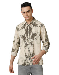 Cream Aop Slim Fit Shirt