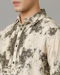 Cream Aop Slim Fit Shirt