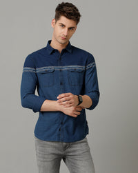 Mid Blue Stripe Slim Fit Shirt