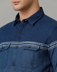 Mid Blue Stripe Slim Fit Shirt