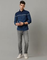 Mid Blue Stripe Slim Fit Shirt