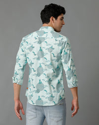 Aqua Blue Aop Regular Fit Shirt