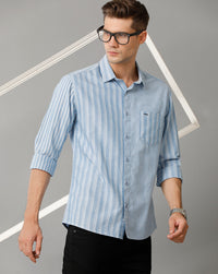 Blue White Stripes Slim Fit Shirt