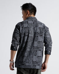 Black White Aop Boxy Fit Shirt