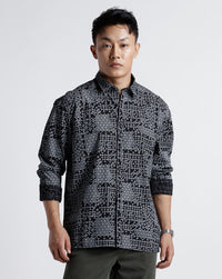 Black White Aop Boxy Fit Shirt