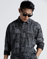 Black White Aop Boxy Fit Shirt