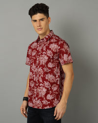 Red Aop Slim Fit Shirt