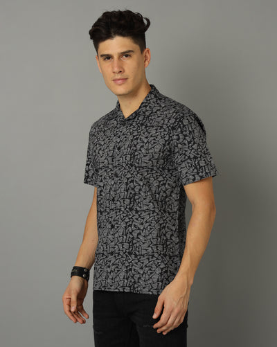 Black White Aop Slim Fit Shirt