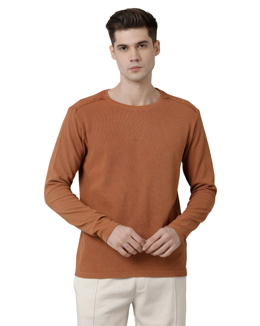 Men Solid Regular Fit Casual T-Shirt