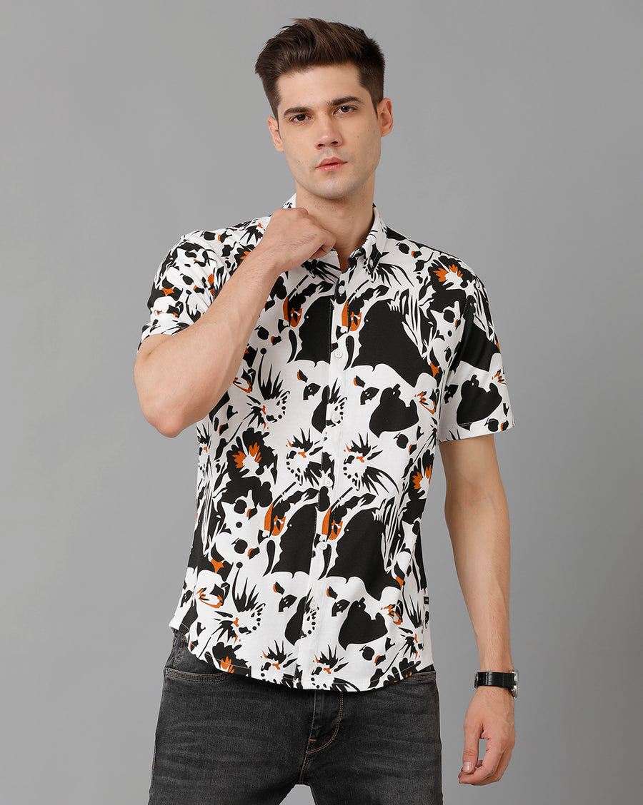 White Slim Fit Knit Shirt