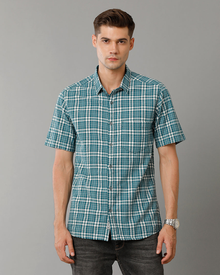 Light Green Checks Slim Fit Shirt