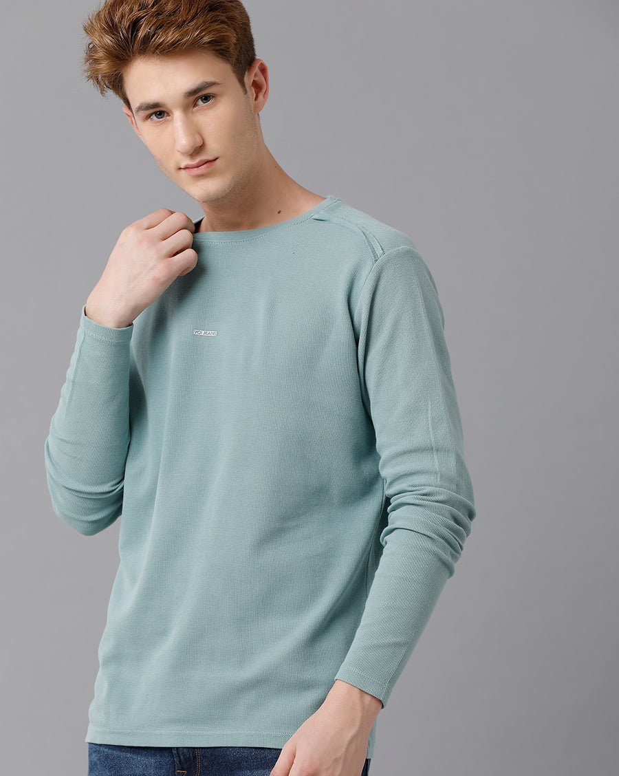 Voi Jeans Men Round Neck Raw Edge T-shirt