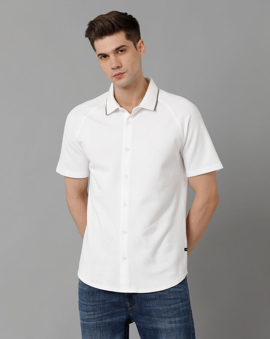 Men Solid Slim Fit Casual Knitt Shirt