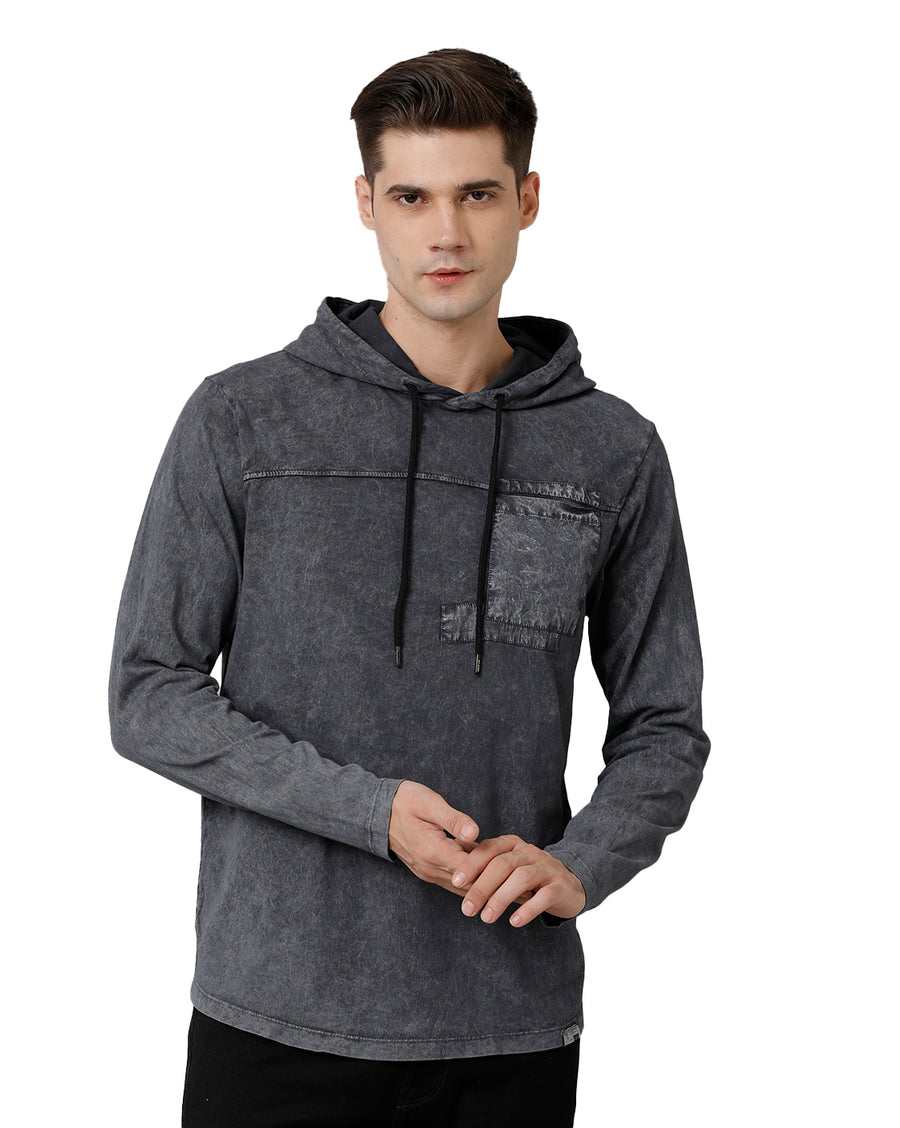 Voi Jeans Long Sleeves Hooded Cotton T-shirt