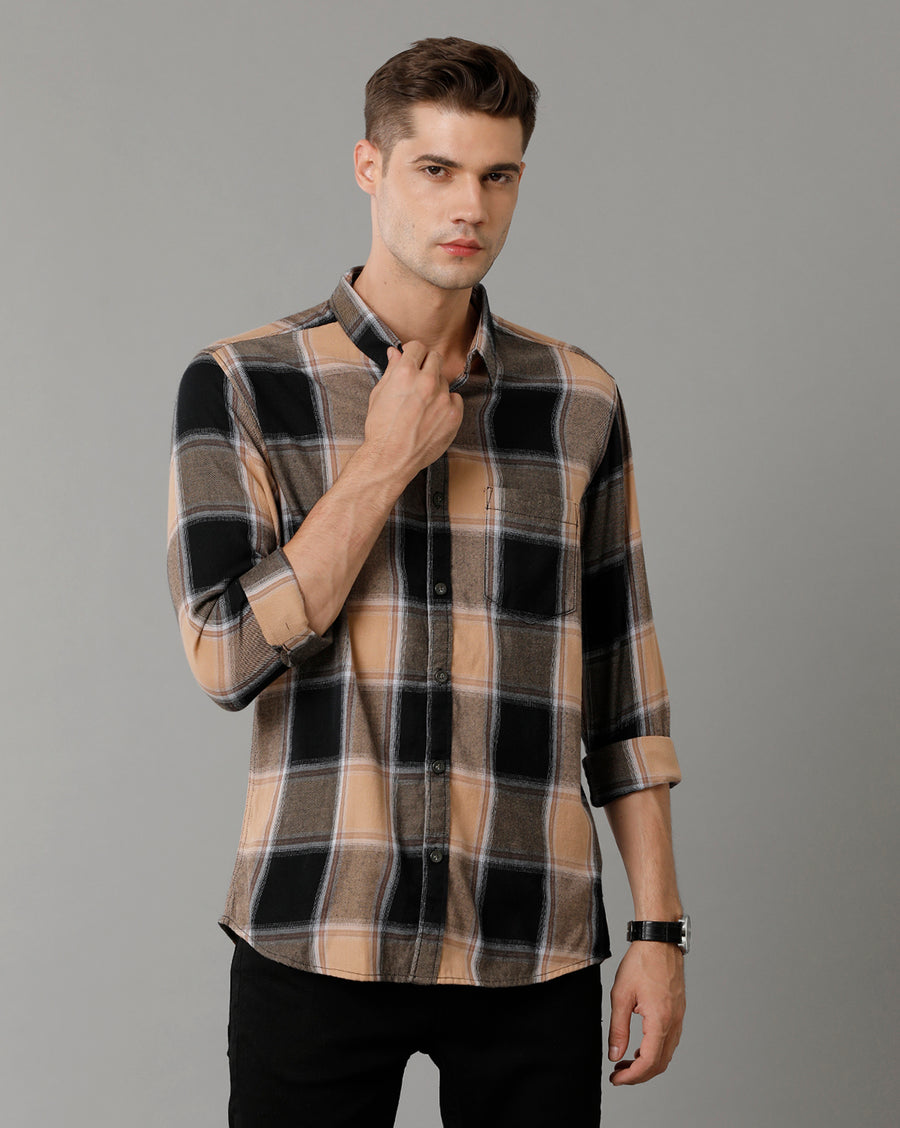 Black/Brown Checks Slim Fit Shirt