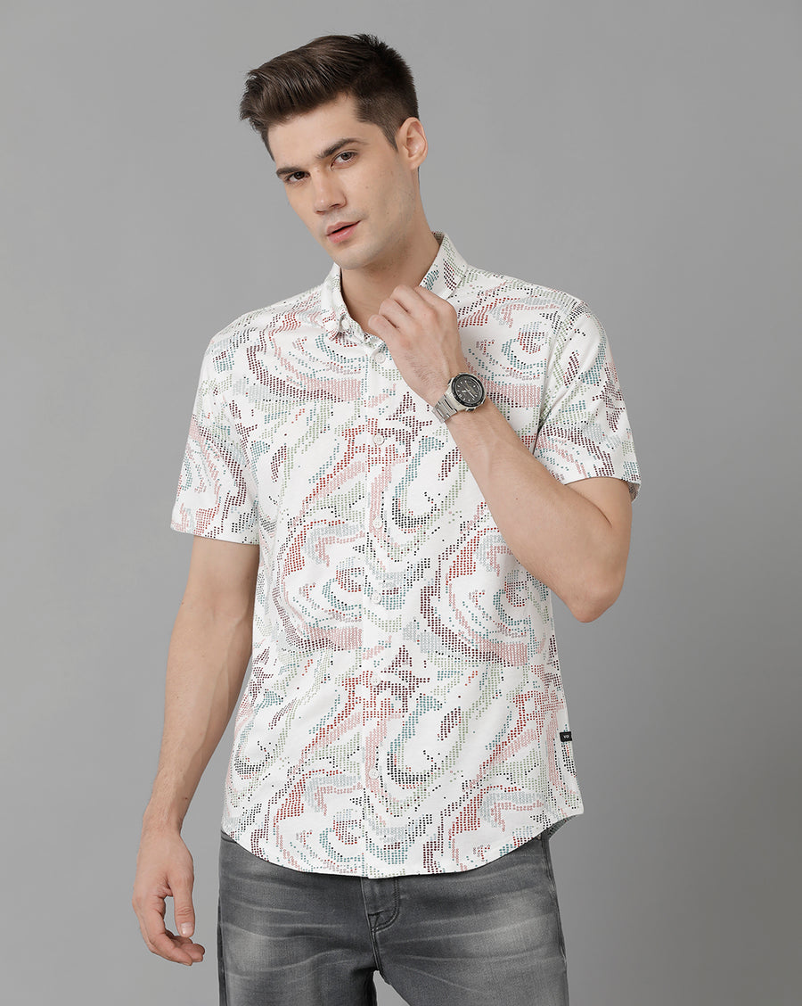 Voi Jeans Men's White Slim Fit  Shirt