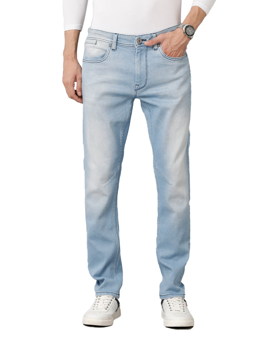Men Slim Fit Mid-Rise Heavy Fade Stretchable Jeans