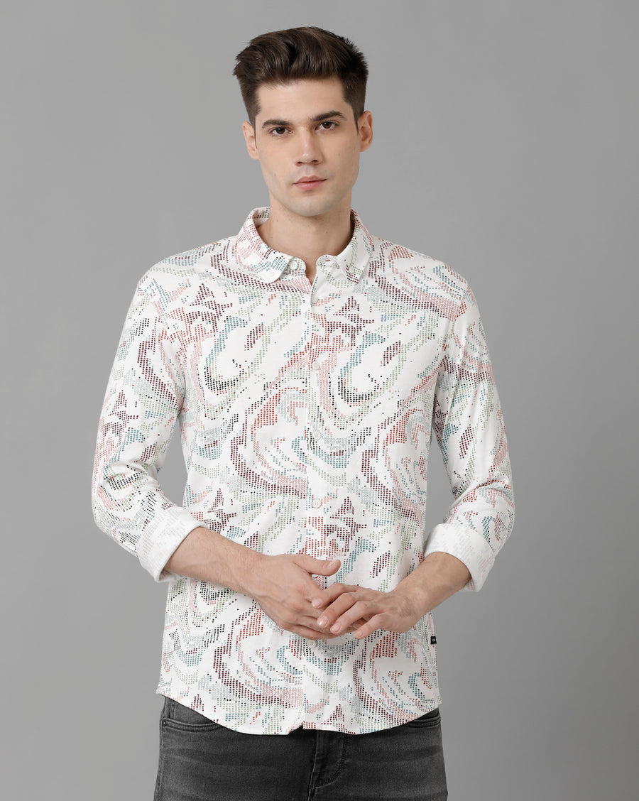 Voi Jeans Men's White Slim Fit  Shirt