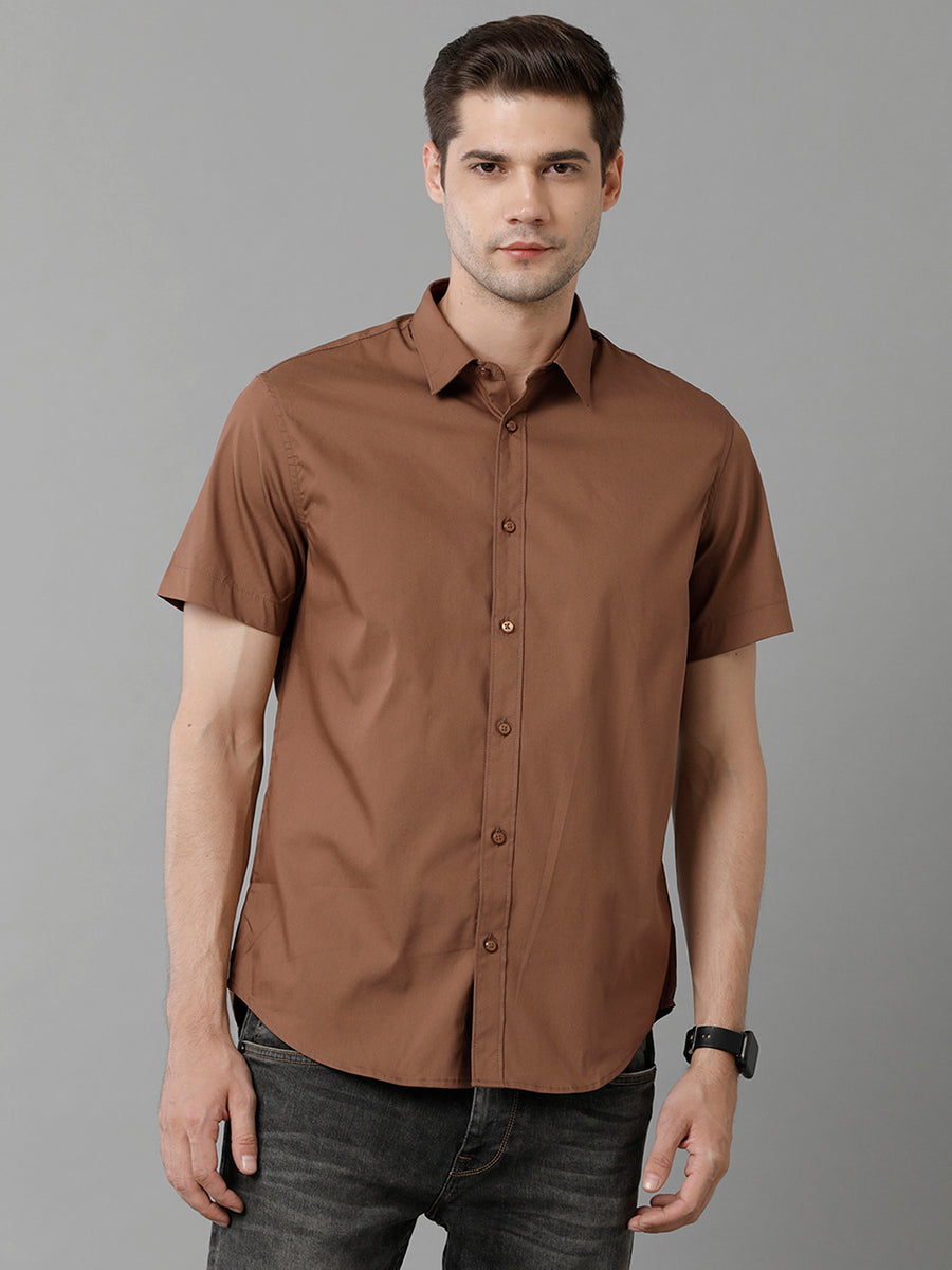 Men Brown Opaque Casual Shirt