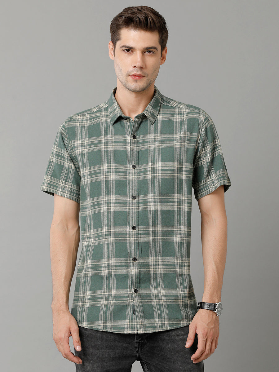 Men Green Slim Fit Tartan Checks Opaque Checked Casual Shirt