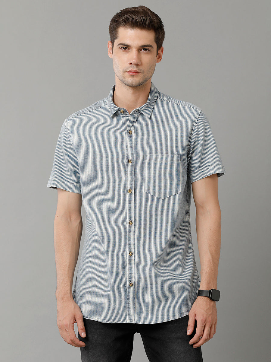 Slim Fit Vertical Striped Pure Cotton Casual Shirt