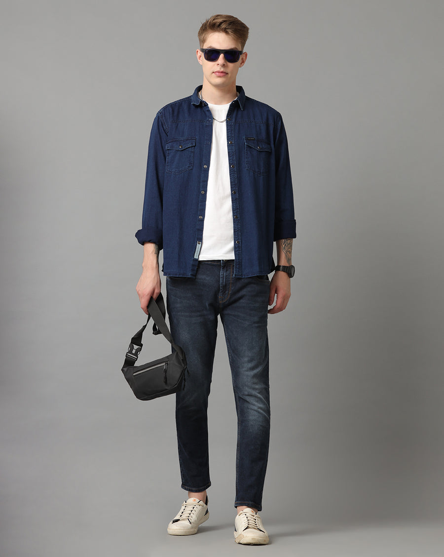 DARK BLUE REGULAR FIT SHIRT