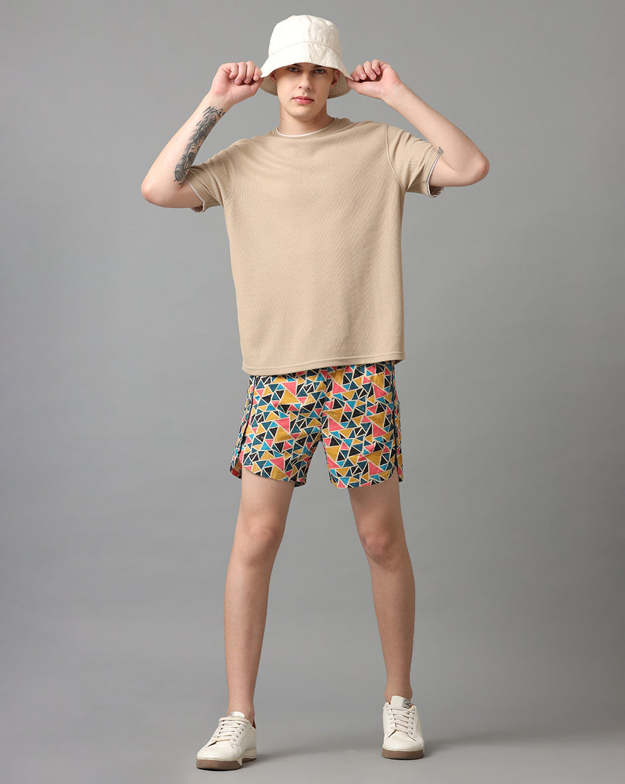 White Aop Regular Fit Short
