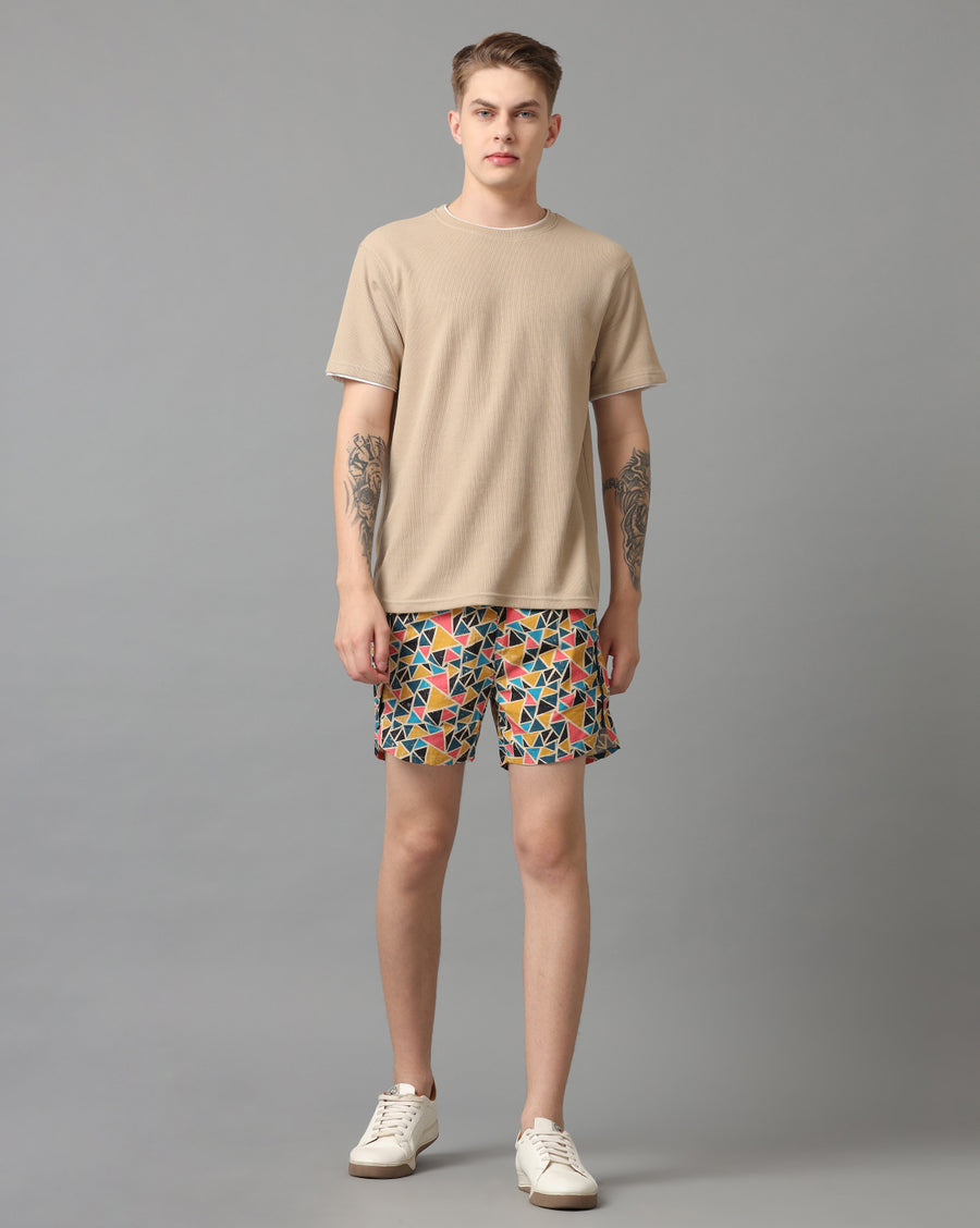 White Aop Regular Fit Short