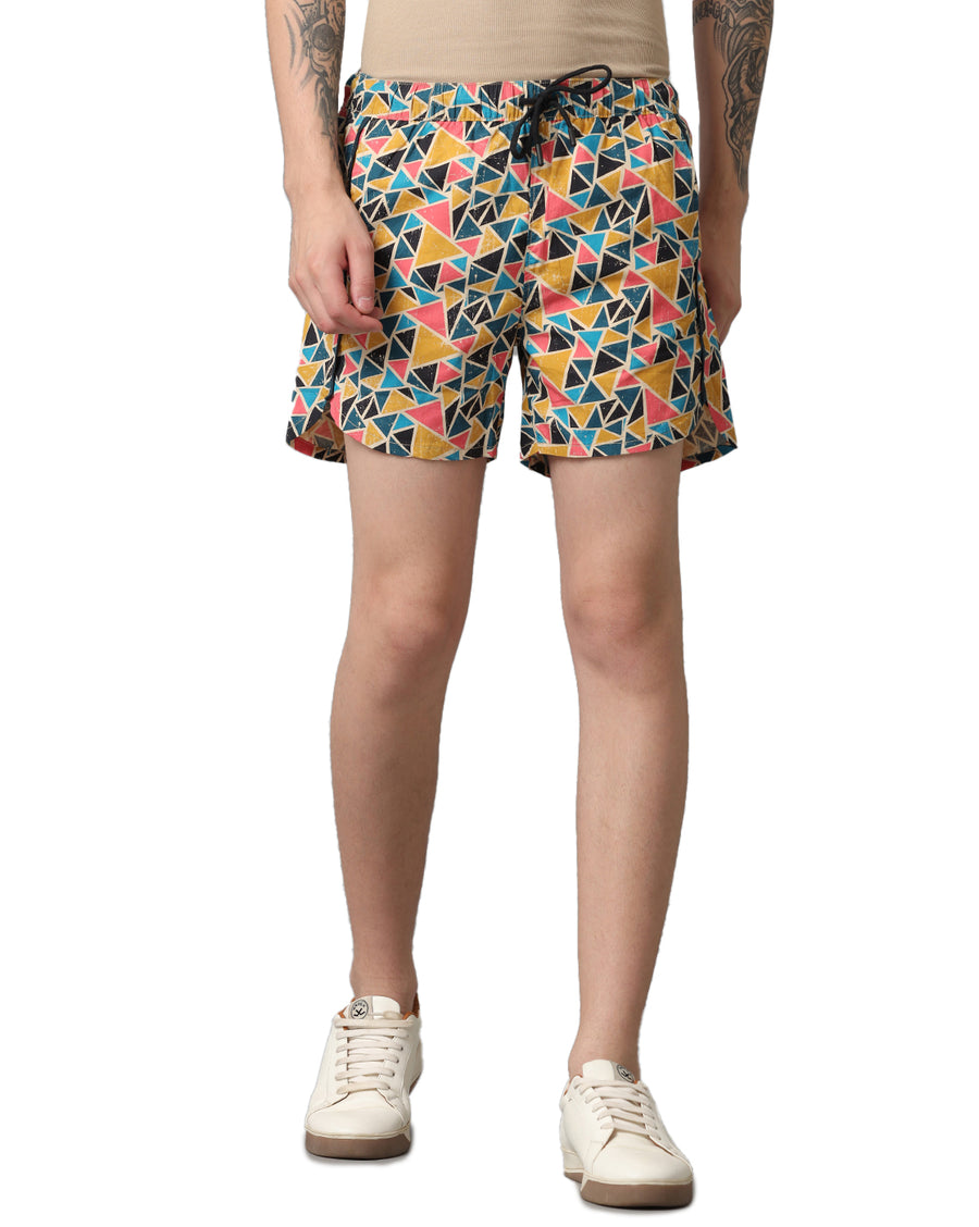 White Aop Regular Fit Short