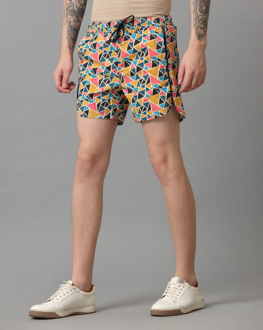 White Aop Regular Fit Short