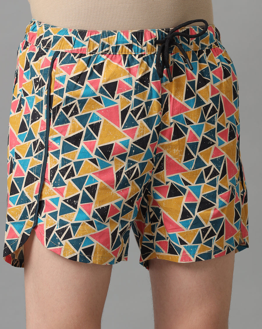 White Aop Regular Fit Short