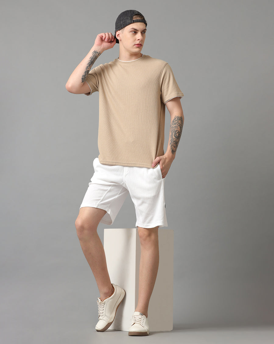 White Cotton Regular Fit Short