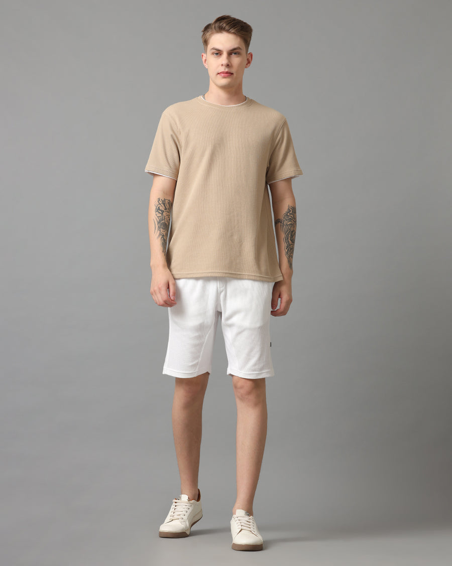 White Cotton Regular Fit Short