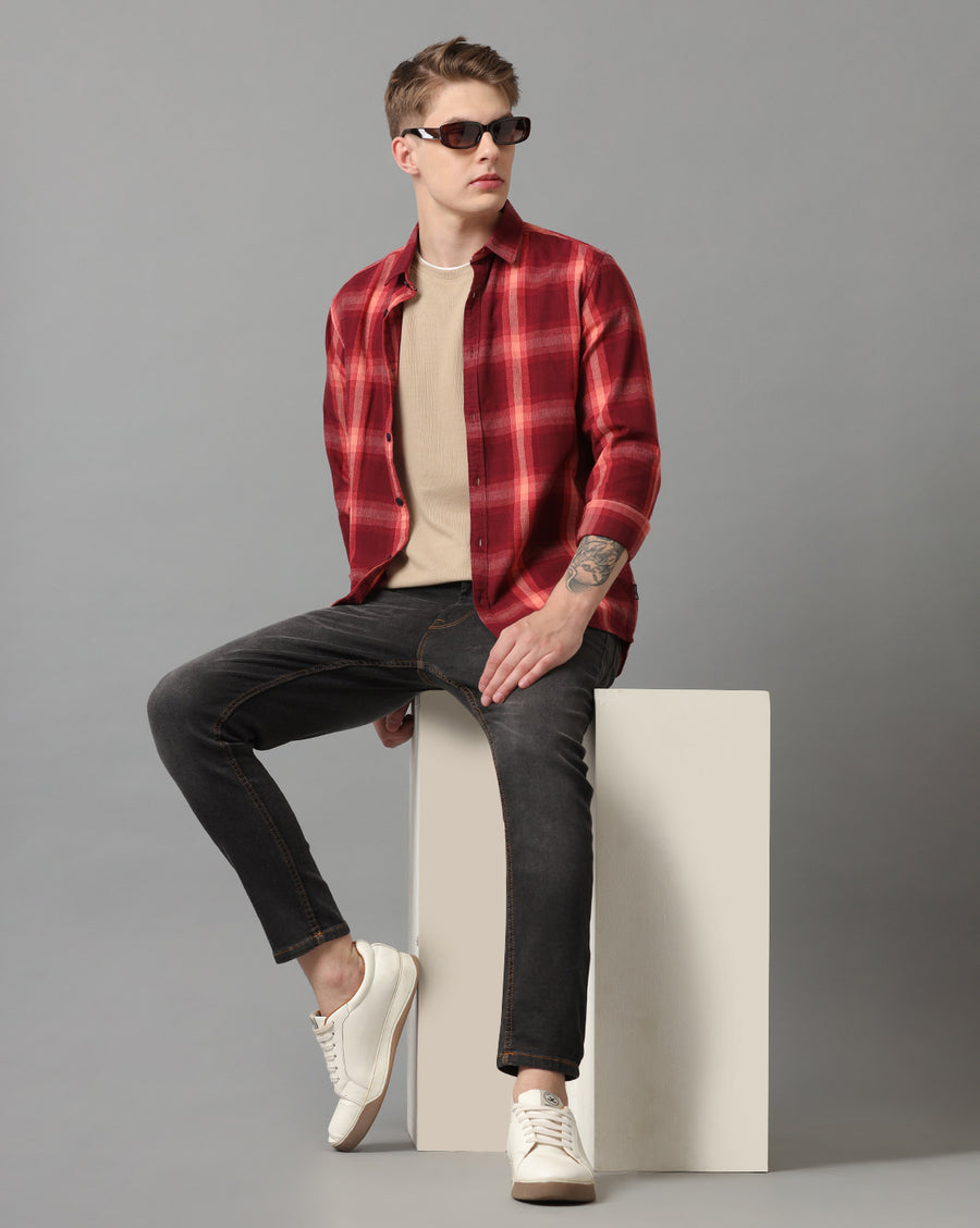 Red Checks Slim Fit Shirt