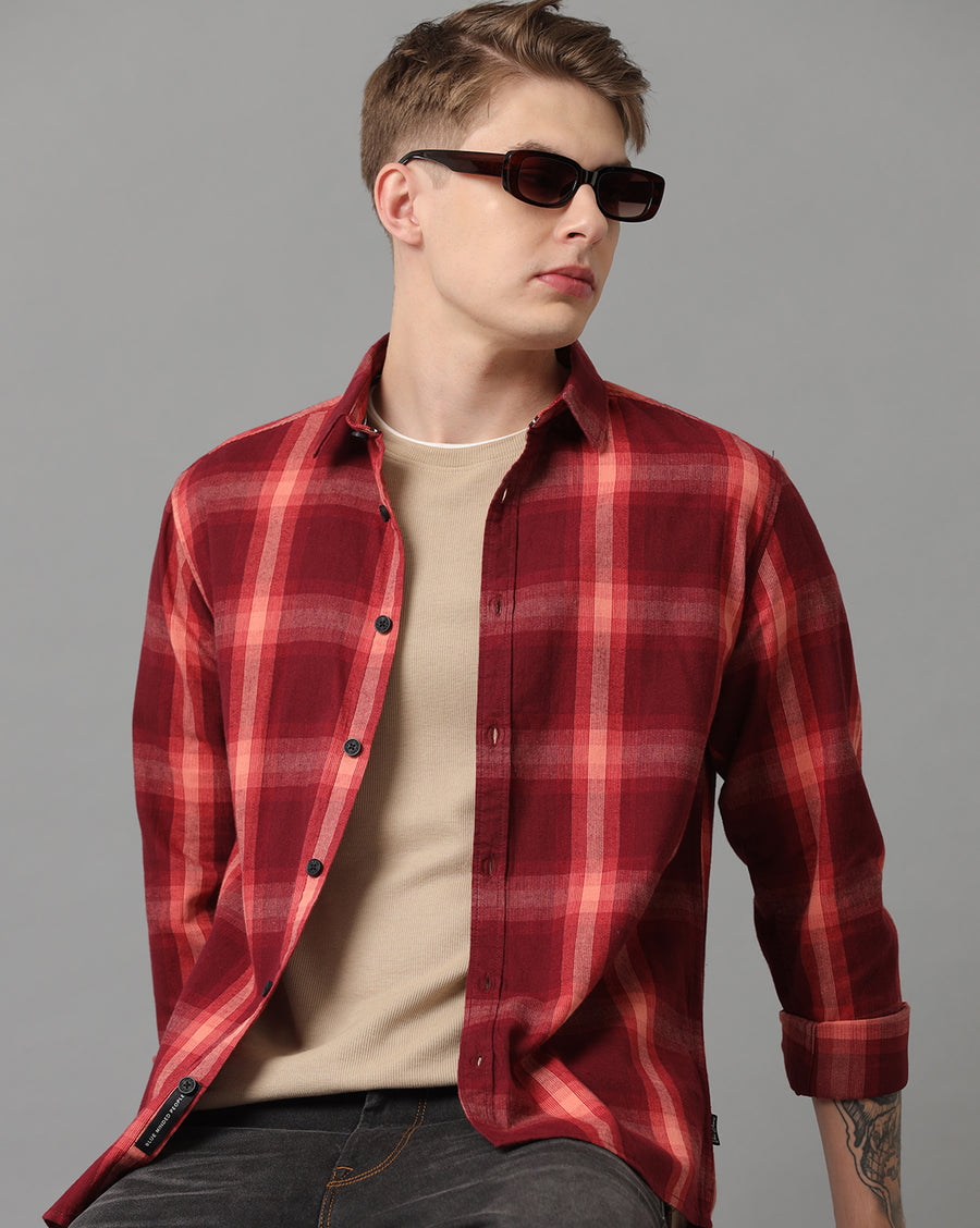 Red Checks Slim Fit Shirt